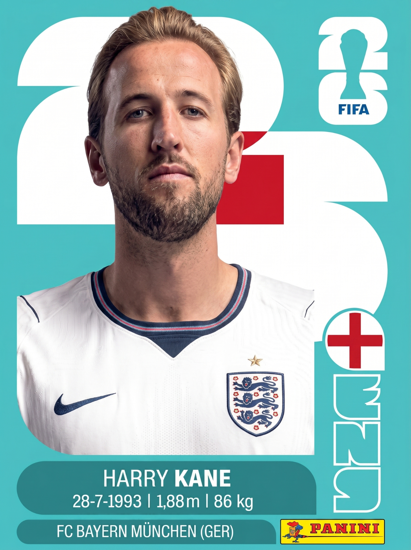 Figurinha do craque Harry Kane — Copa 2026