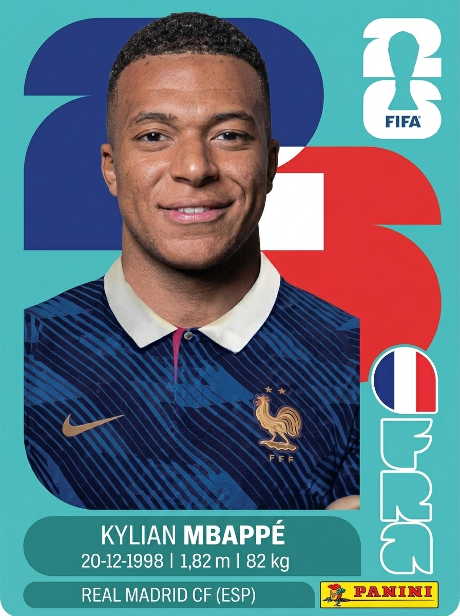 Figurinha do craque Kylian Mbappé — Copa 2026