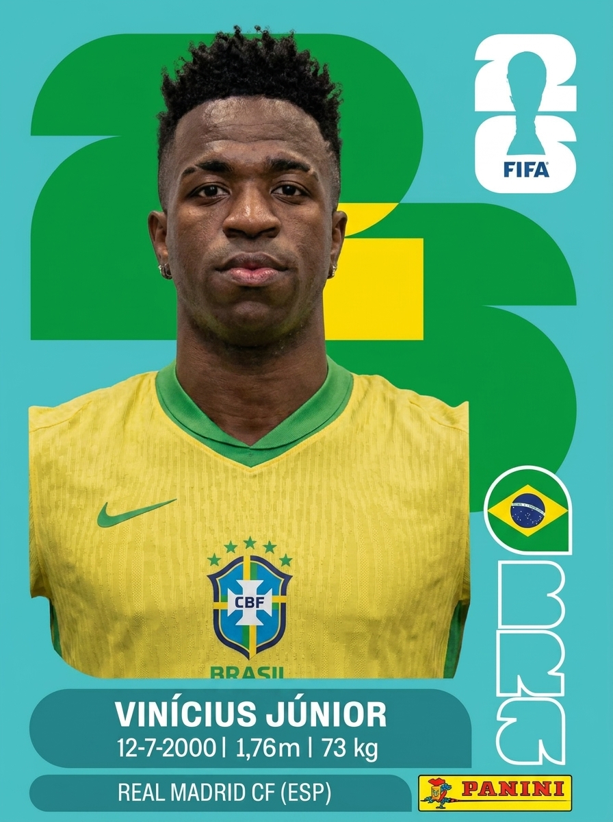 Figurinha do craque Vinícius Júnior — Copa 2026